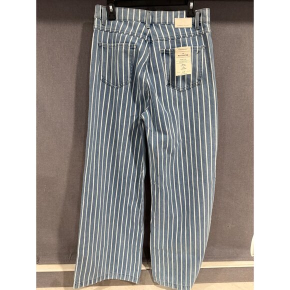 Current/Elliott The Navigator Wide Leg Striped Denim Jeans Size 29 Blue & White - Picture 2 of 6